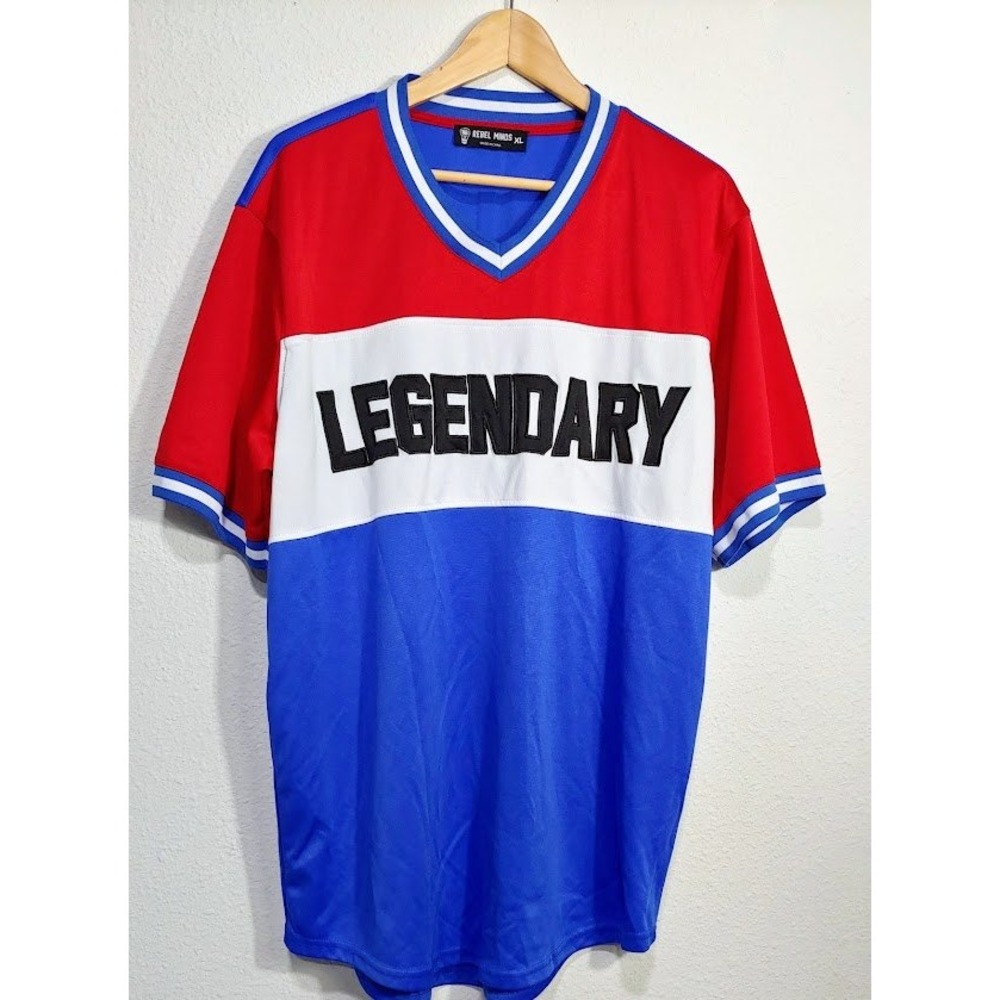 Rebel Minds Jersey Shirt Men XL Red White Blue Colorblock V-Neck Streetwear